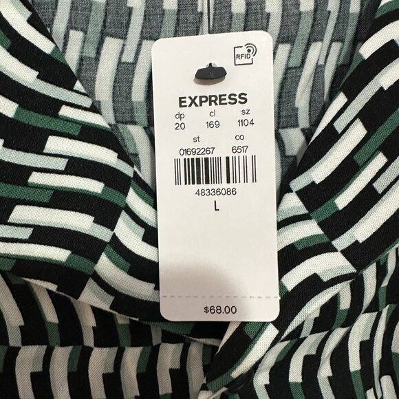 Express Large Men's Geo Rayon Short Sleeve Shirt - Picture 5 of 6